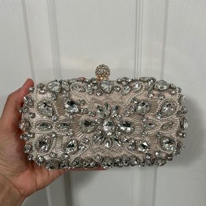Metal rhinestone crystal clutch , evening party
